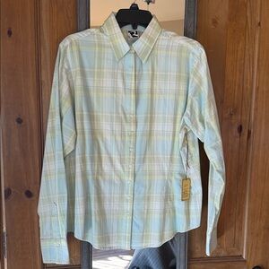 Rockies Light Green and White Plaid Shirt